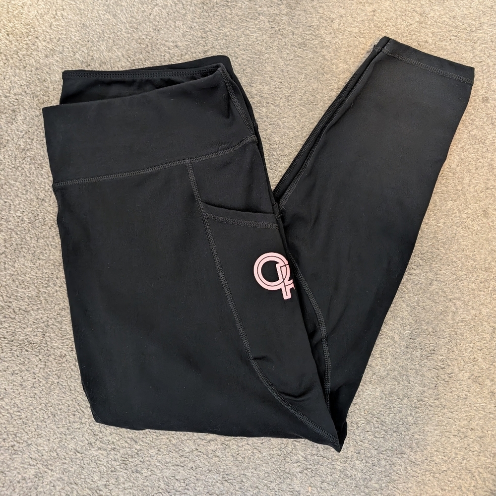 Black Leggings with Pink Oregon Ducks Logo - Picture 3 of 12